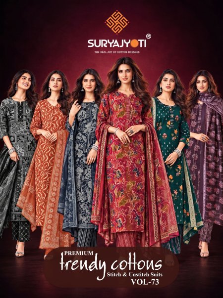 Trendy Cotton Vol 73 By Suryajyoti Cotton Printed Dress Material